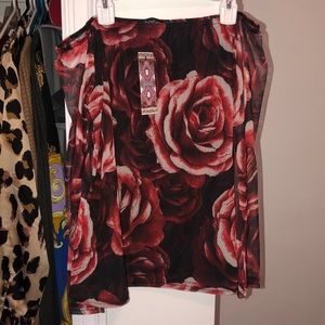 Plus dark floral mesh off the shoulder top